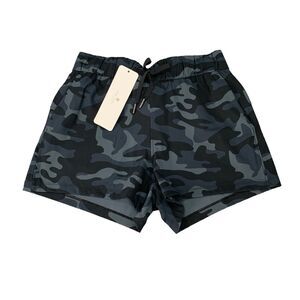 CRZ Yoga Casual Short Women S Small Blue Camo Drawstring Waist Mid Rise Pull On